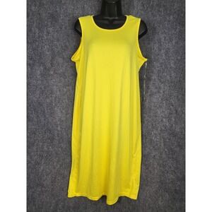 Rouge Collection 2X Yellow Midi Dress Sleeveless Cutout‎ Back Casual Summer Chic
